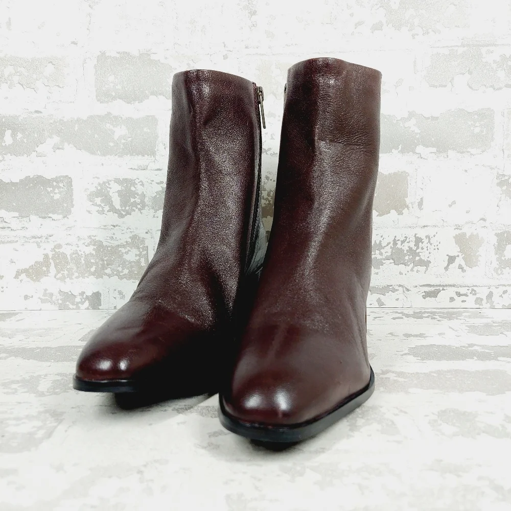 Seychelles Burgundy Croc-Textured Block Heel Ankle Boots